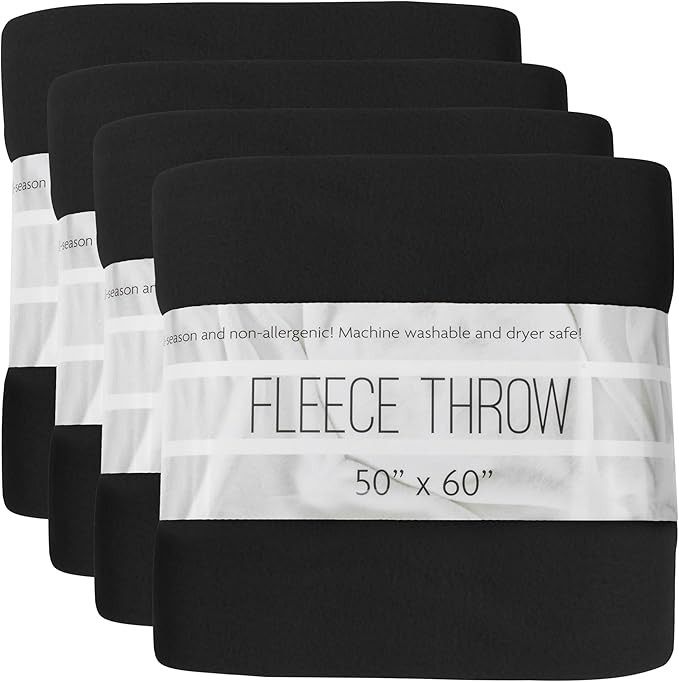 (24 Pack) Bulk Fleece 50x60 Throw Blankets for Wedding Favors, Homeless Women, Men, Homes, Bed, S... | Amazon (US)