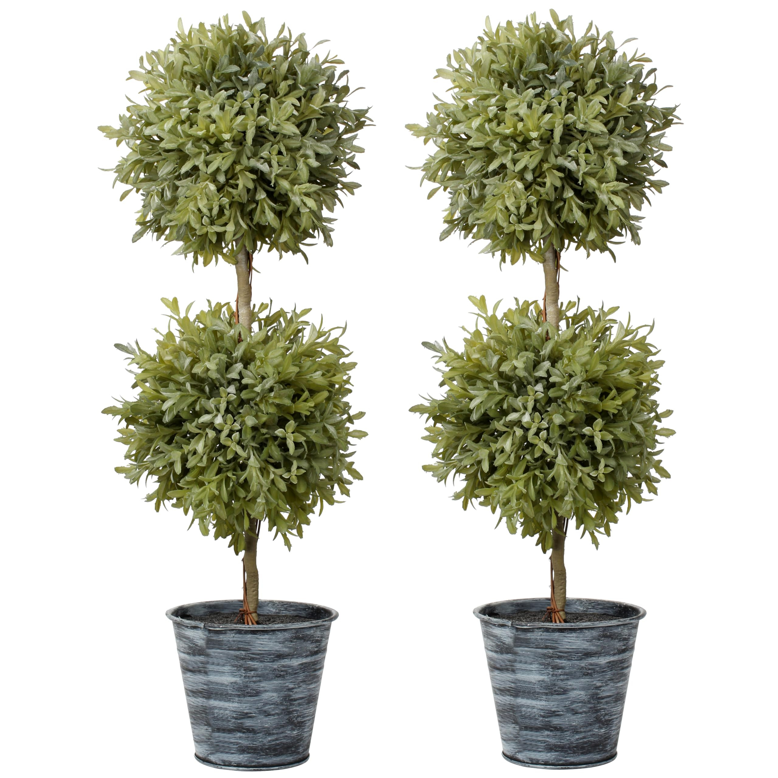 DILATATA 2 Ft Topiary Trees Artificial Boxwood Topiary Galvanized Potted Artificial Plants Indoor... | Amazon (US)