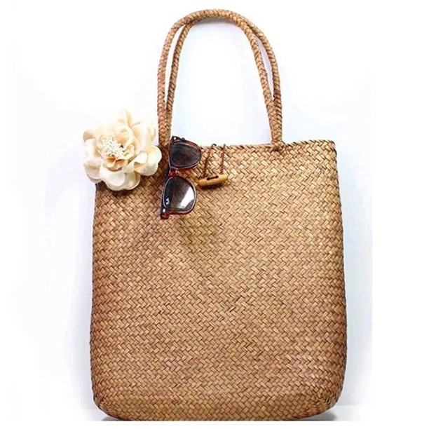 Women Vintage Straw Tote Handbag Woven Shoulder Shopping Satchel Bag Handbag | Walmart (US)