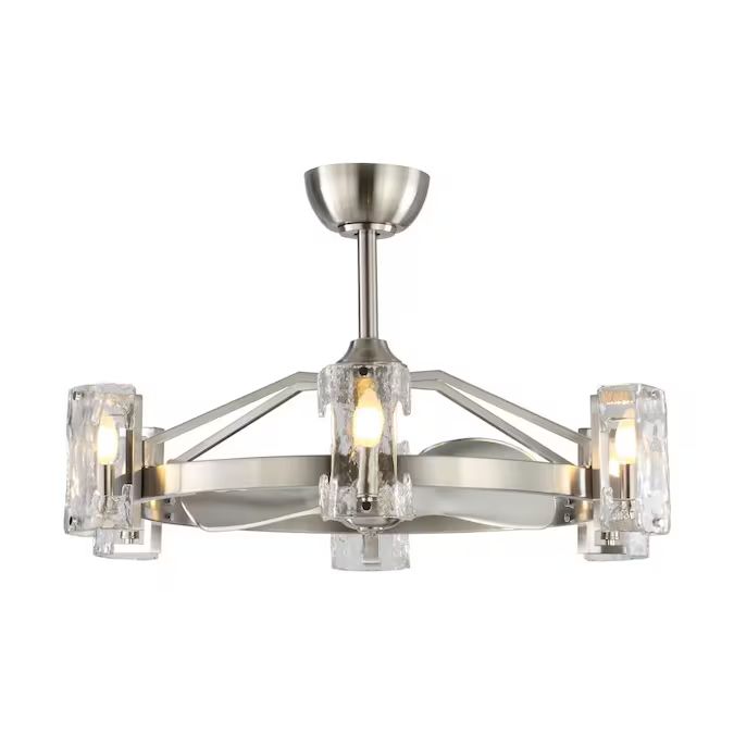 Parrot Uncle 33.85-in Satin Nickel LED Indoor Chandelier Ceiling Fan with Remote (3-Blade) Lowes.... | Lowe's