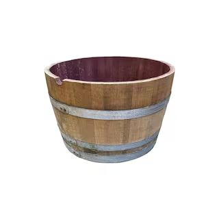 27.5 in. Wood Oak Wine Barrel Planter OWBP | The Home Depot