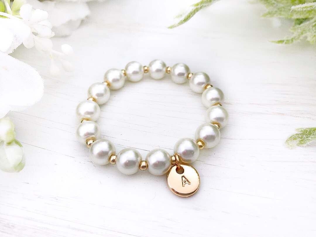 Baby Girls Monogrammed Pearl Bracelet Personalized Baby Gift Stocking Stuffer Christmas Gift Newb... | Etsy (US)
