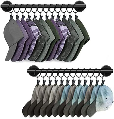 Hat Rack for Wall with 24 Hooks, Hat Organizer Holder for Baseball Caps, Cap Organizer Hanger, Hat H | Amazon (US)