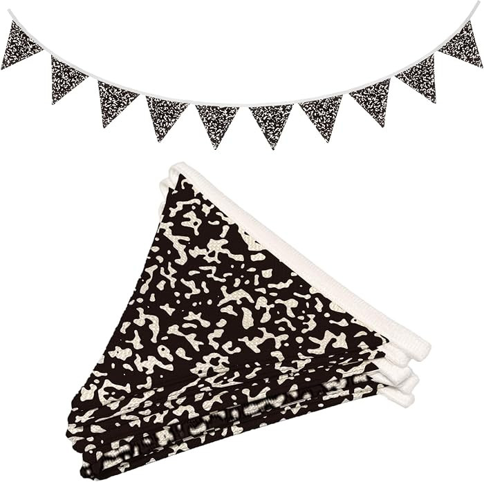 Classroom Wall Decor Pennant Banner, Black and White Fabric Pennant Flags Triangle Banners, Penna... | Amazon (US)