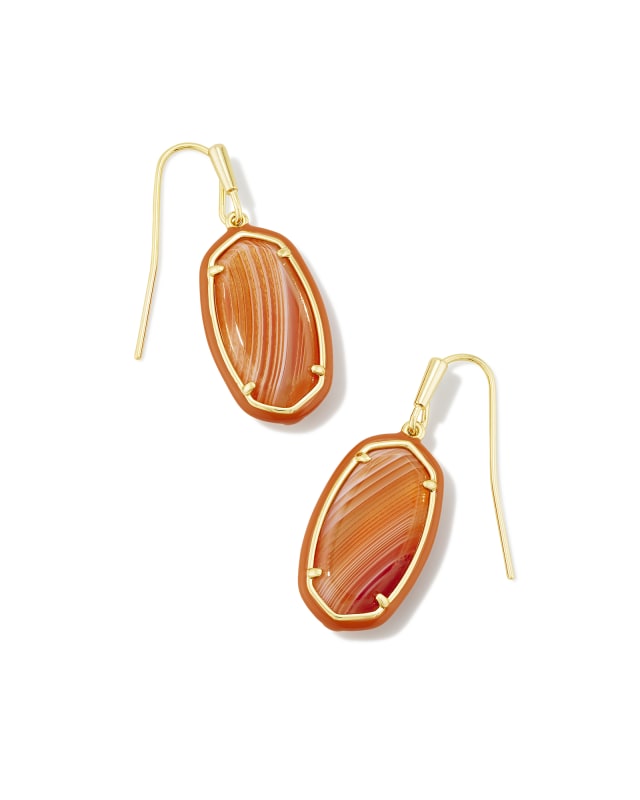 Dani Gold Enamel Framed Drop Earrings in Orange Banded Agate | Kendra Scott | Kendra Scott