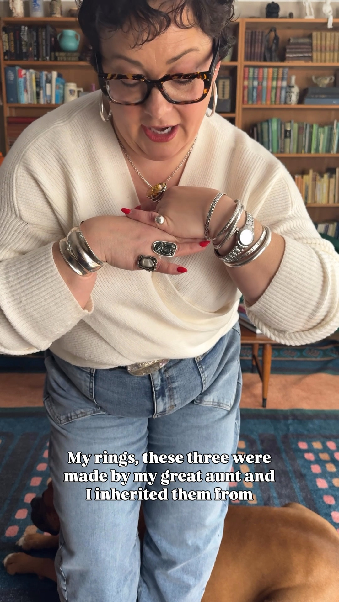 Friday morning OOTd sharing the story behind my jewelry and a visit from one of my dogs! 

#LTKOver40 #LTKMidsize #LTKstorytime