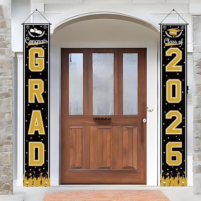 OHOME Graduation Decorations 2026 - Black Congrats Grad Porch Banner for Graduation Party Decorat... | Amazon (US)