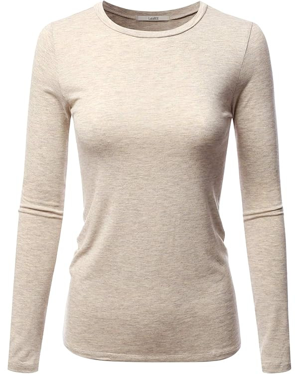 LALABEE Women's Casual Long Sleeve Crewneck Stretch Slim Fit Basic Top T-Shirt | Amazon (US)