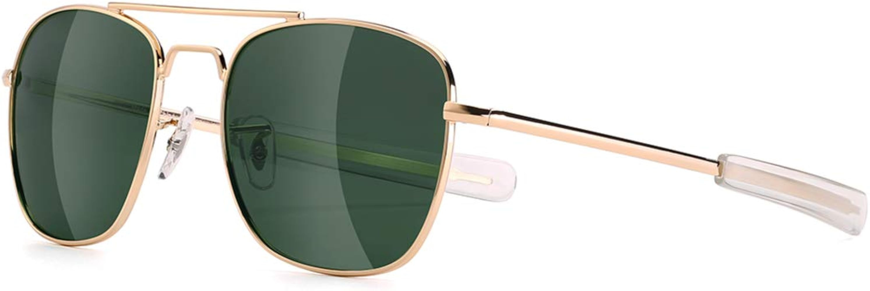 Mens Aviator Sunglasses Polarized 55mm Pilot Military Square Shades with Bayonet Temples | Amazon (US)