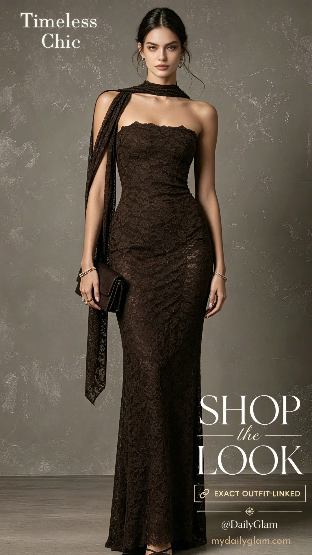 Dark Brown Strapless Lace Floor Length Evening Gown
#LaceEveningGown #StraplessDress #BlackTieAttire #WeddingGuestGown #BrownFormalDress 

 #LTKootd #LTKOver40 #LTKWedding