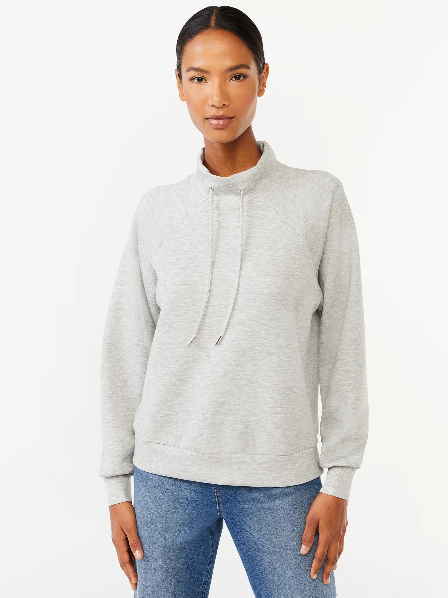 Scoop Women's Scuba Knit Funnel Neck Sweatshirt | Walmart (US)