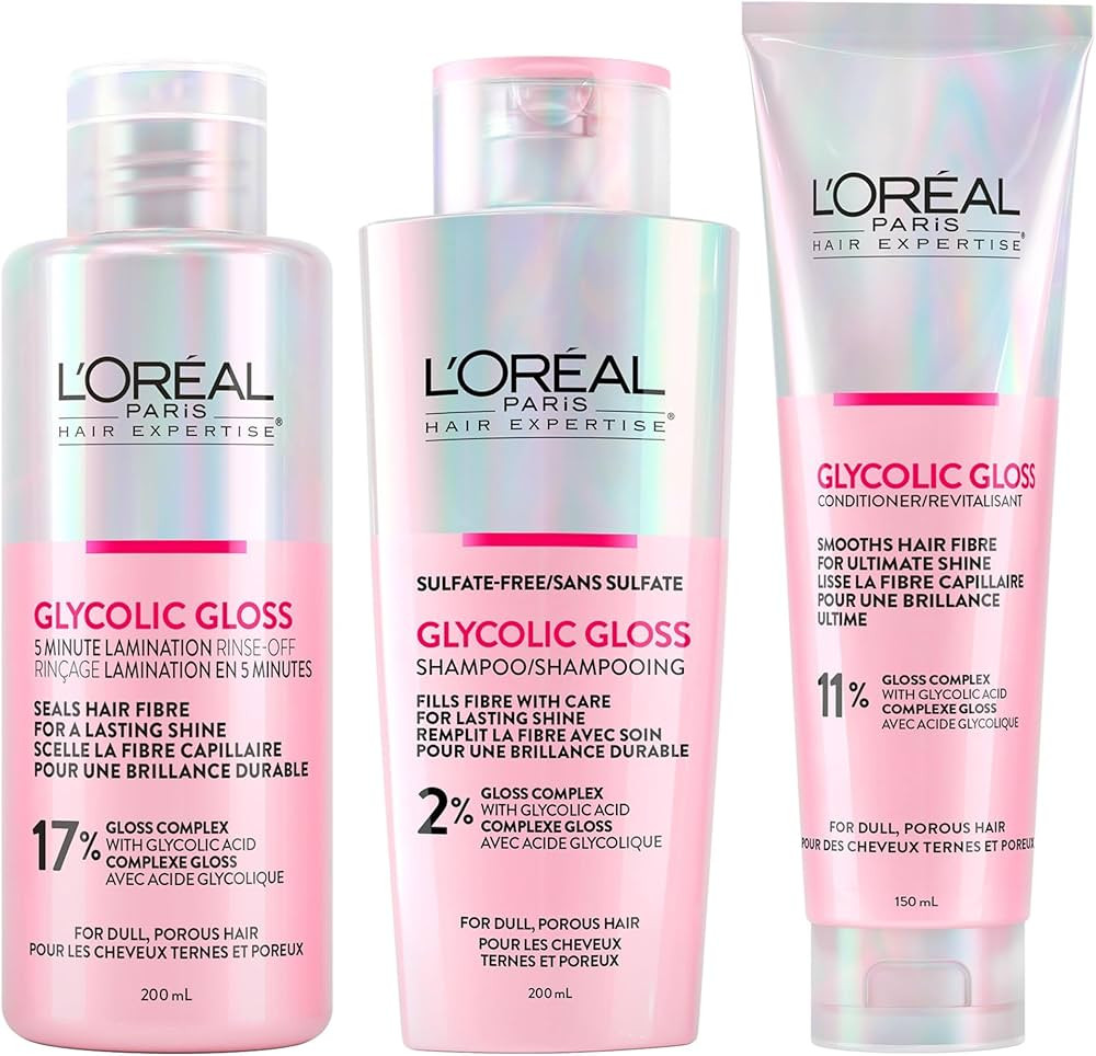 L'Oréal Paris Hair Expertise Glycolic Gloss Shine Trio Set, With Glycolic Acid For Shine and Smo... | Amazon (CA)