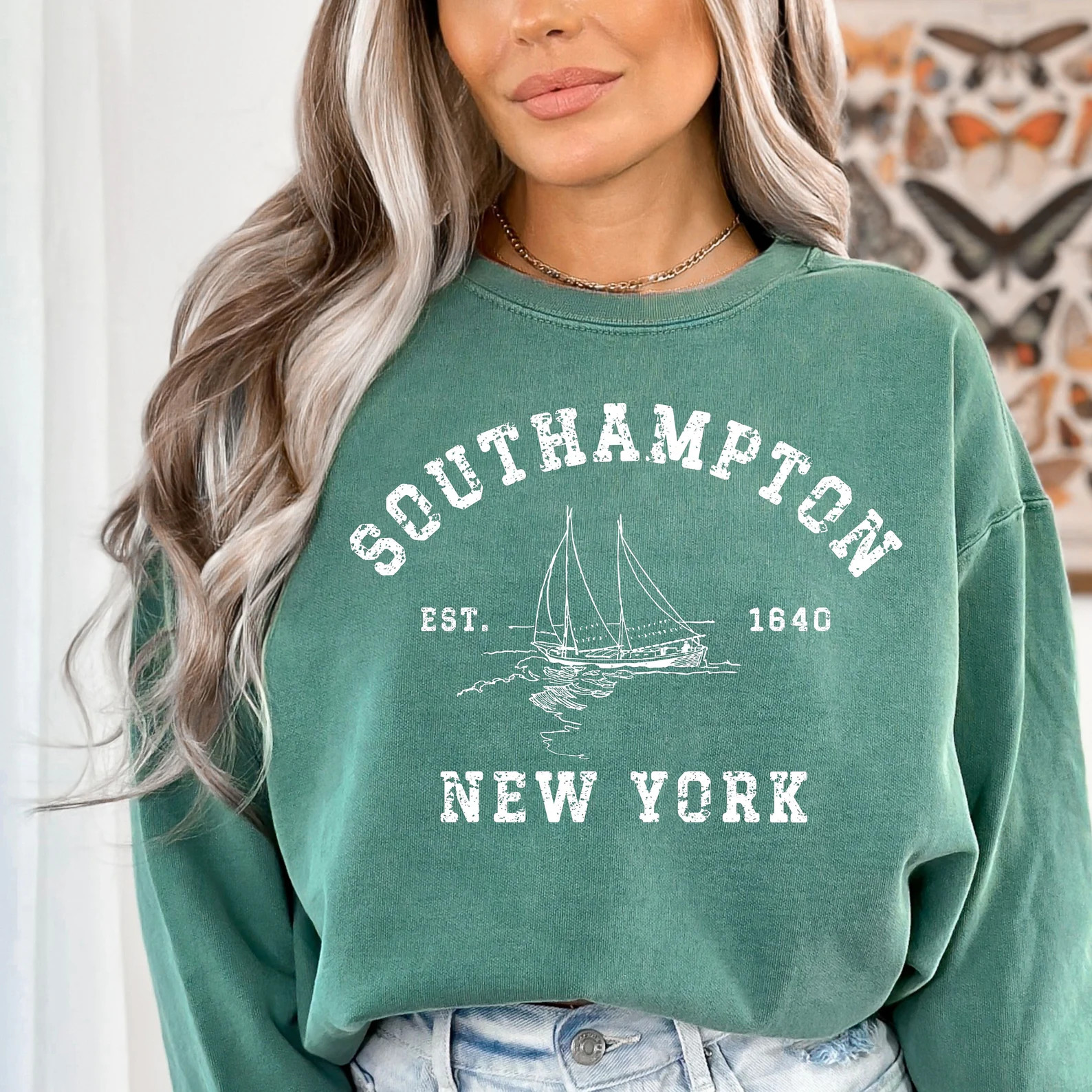 Southampton New York Grunge Style Comfort Colors® Sweater, Southampton Village Sweatshirt, South... | Etsy (US)