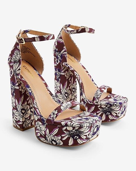 Floral Platform Heeled Sandals | Express