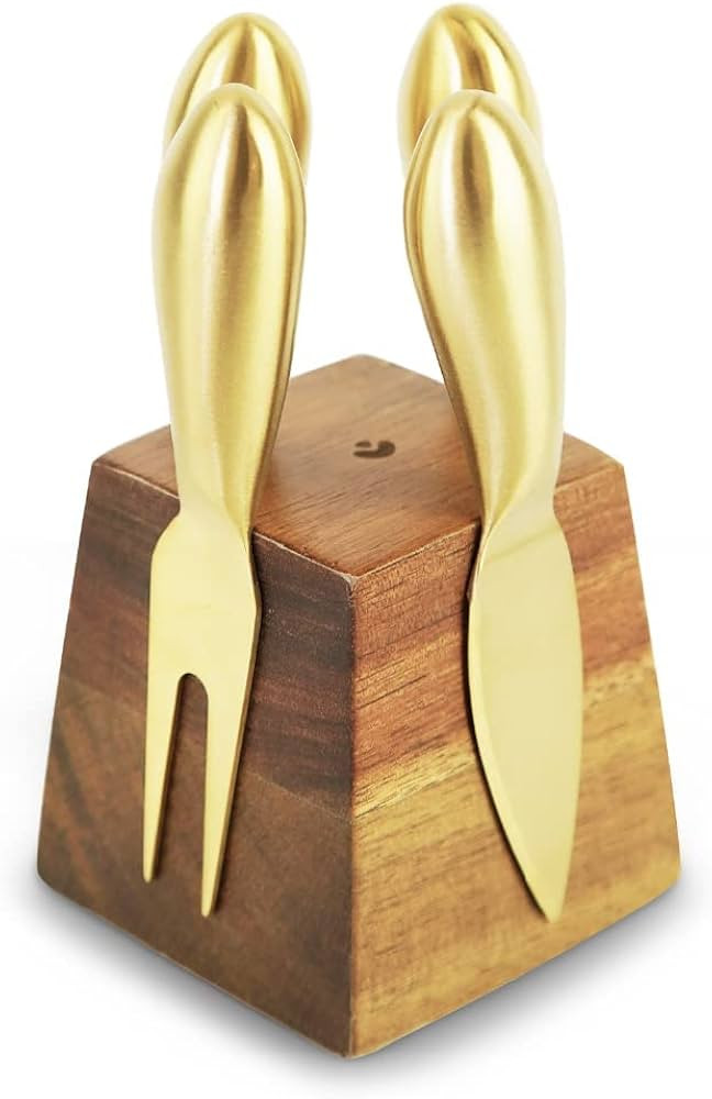 Cheese Knife Set for Charcuterie - 4 Small Stainless Steel Cheese Knives and Fork with Magnetic A... | Amazon (US)