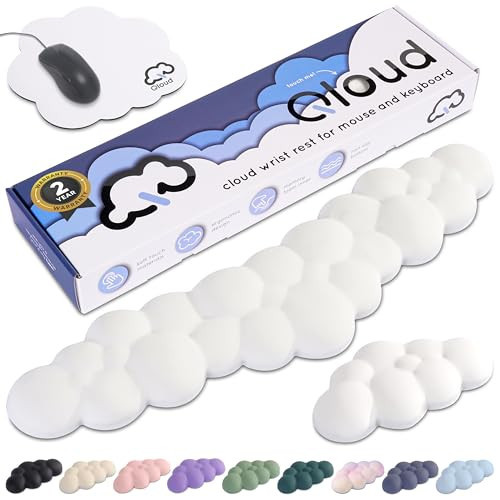 Cloud Keyboard Wrist Rest – Create-ables Qloud Cloud Wrist Rest for Computer Keyboard and Mouse, Ergonomic Memory Foam Wrist Pad with Non-Slip Base, Includes Cloud Mouse Pad – White | Amazon (US)