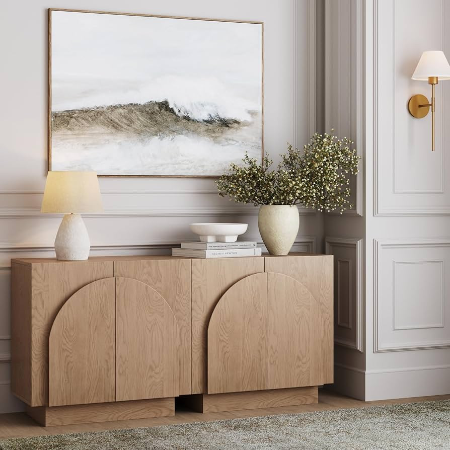 Nathan James Iris Mid-Century Modern Credenza, Brown TV Stand, Living Room Wood Storage Cabinet w... | Amazon (US)