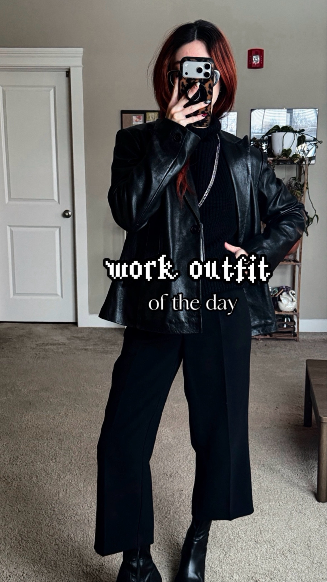 the vagabond giselle boots are the perfect height for cropped pants!!
cropped effortless pants - 0
sweater - XS
vagabond giselle boots - 7 TTS

all black style, all black office outfit, work style, aritzia style, aritzia outfits, corporate goth, alternative style, corporate style, all black outfit inspo, winter work outfit

#LTKWorkwear #LTKootd #LTKSeasonal