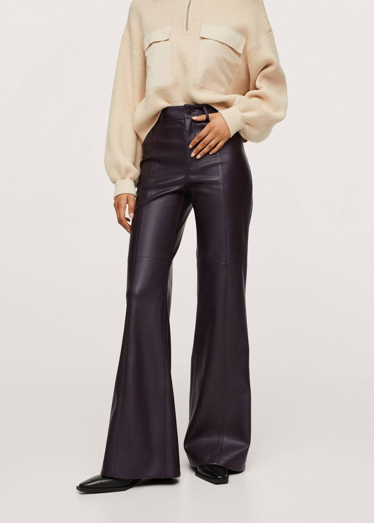 Wide leg faux leather pants | MANGO (US)