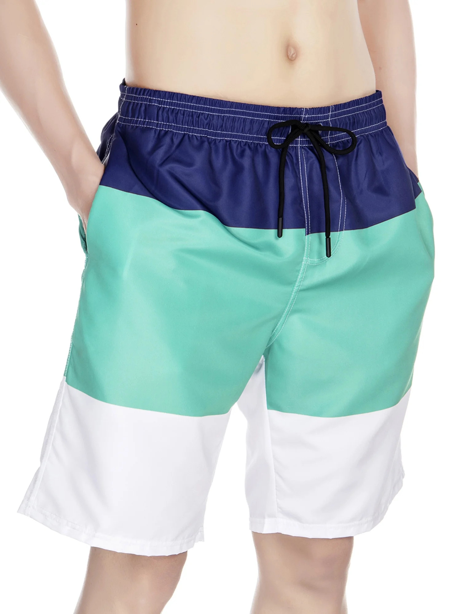 Men's Quick Dry Swim Trunks Mesh Lining Swim Shorts Bathing Suit Striped Shorts with Pockets | Walmart (US)