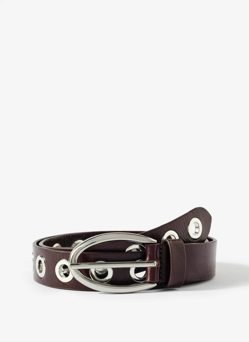 Burgundy Leather Eyelet Belt | Mint Velvet