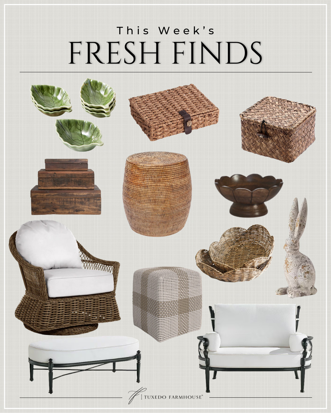 A fresh perspective, thoughtfully curated 🤍

This week’s selection brings together natural textures, classic forms, and versatile pieces that lend themselves to effortless layering. Woven elements, warm wood tones, and subtle decorative accents create a sense of balance—refined, yet relaxed. 

 #LTKSeasonal #LTKHome #LTKSaleAlert