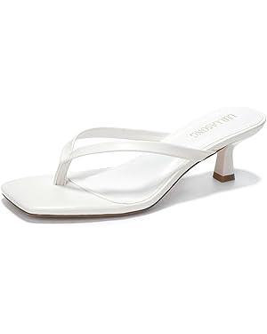 Women's Kitten Heels Sandals Square Open Toe Flip Flop Heels 1.8-2 Inch Heeled Sandals for Women | Amazon (US)