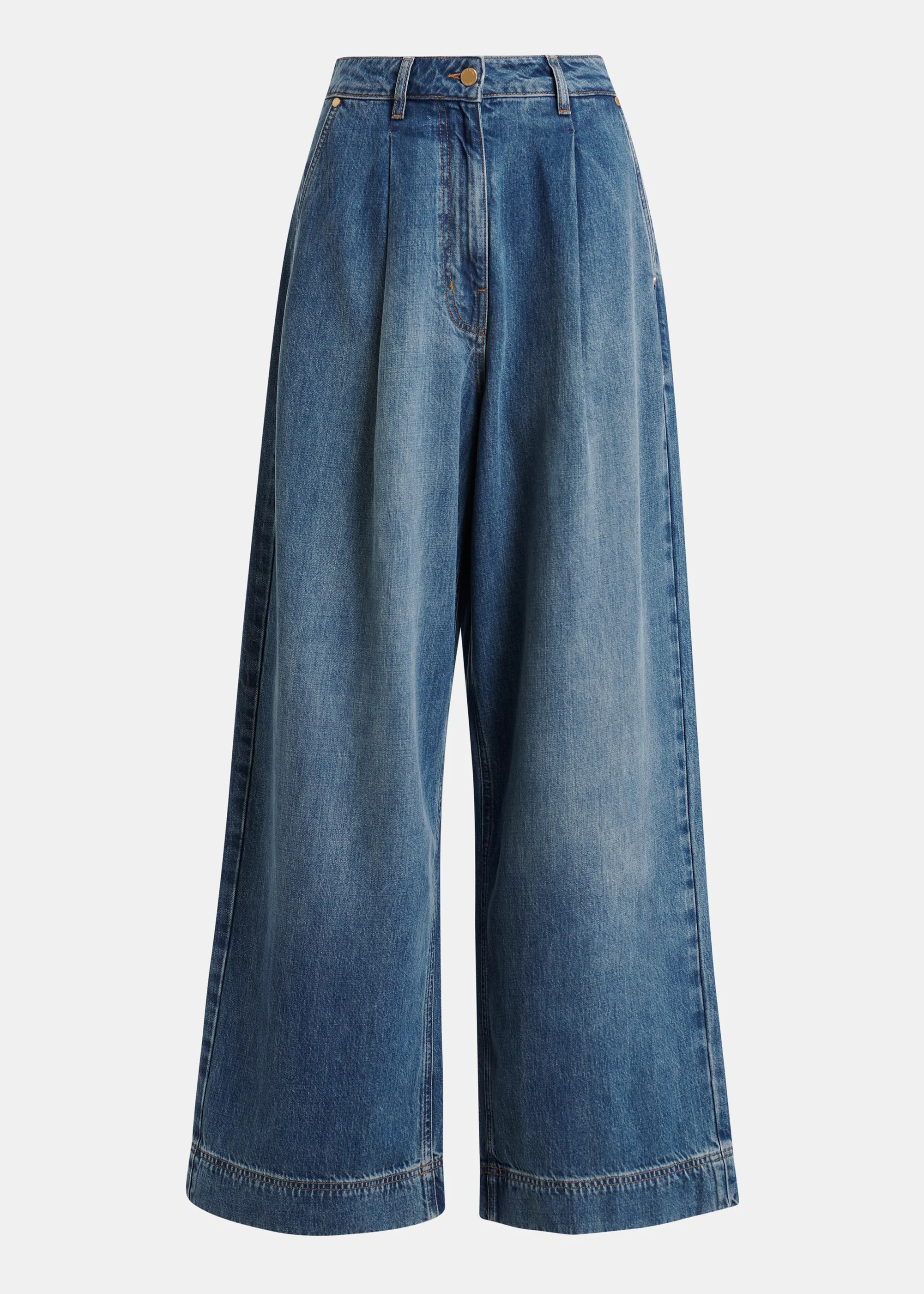 Blue organic cotton-blend wide-leg jeans | Essentiel Antwerp United Kingdom | Essentiel Antwerp