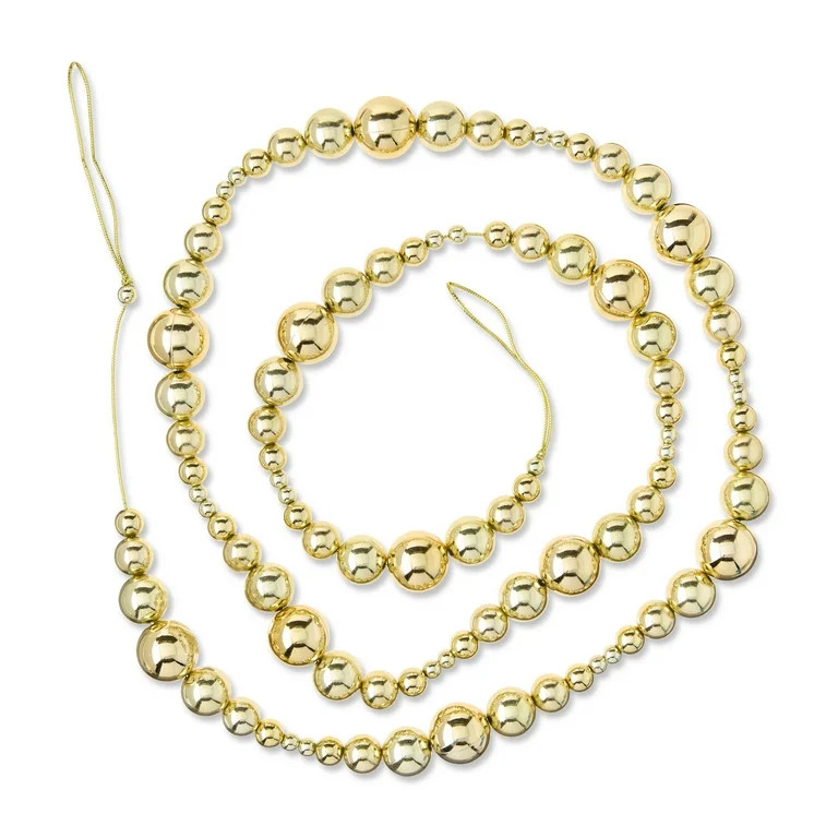 Shining Gold Bead Christmas Garland, 6', by Holiday Time | Walmart (US)