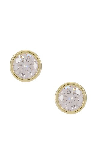 Bezel Solitaire Stud in Gold | Revolve Clothing (Global)