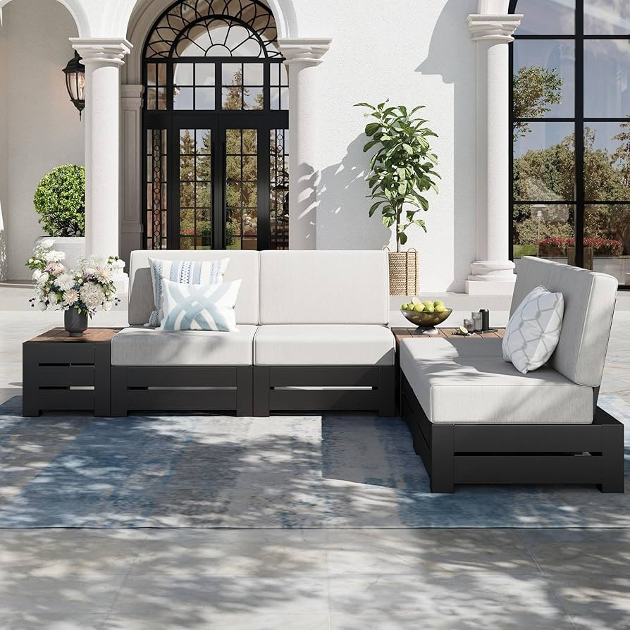 SUNSHINE VALLEY Upgraded 6-Piece Metal Patio Furniture Set with 5.9" Thick Cushion, Outdoor Secti... | Amazon (US)