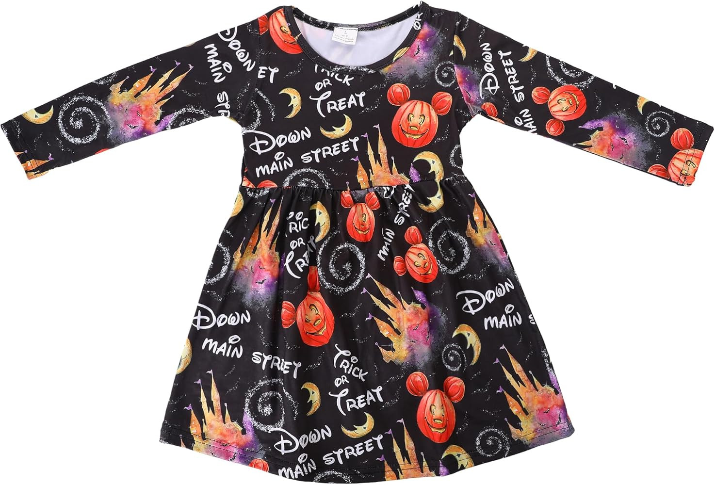 Halloween Christmas Toddler Girls Dress Pumpkin Spider Ghost Print Dresses Long Sleeve 2-8Y | Amazon (US)