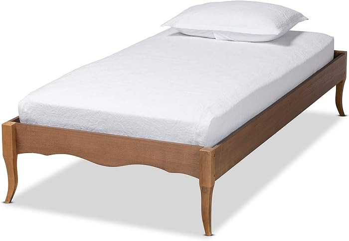 Baxton Studio Marieke Vintage French Inspired Ash Walnut Finished Wood Twin Size Platform Bed Frame | Amazon (US)