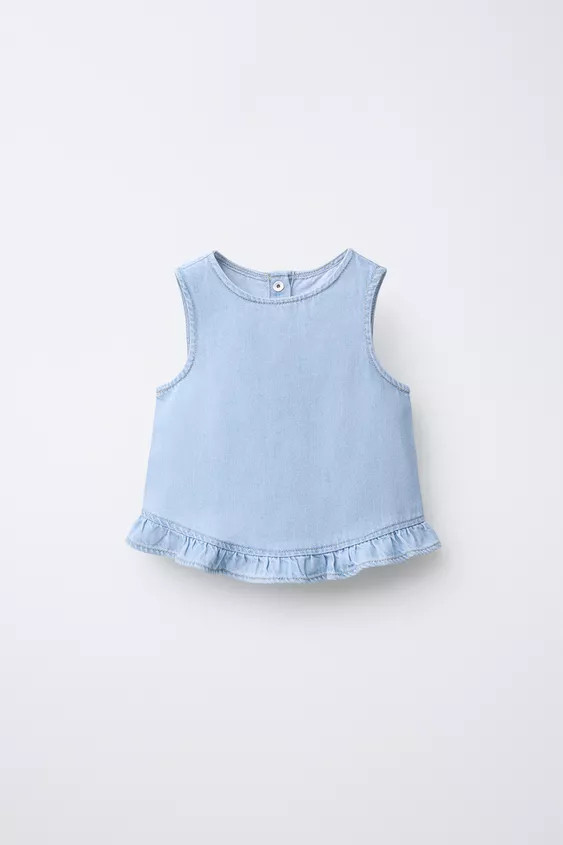 RUFFLED DENIM TOP | Zara US