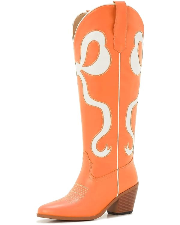 Bow Boots Cowgirl Knee-High Pink Cowboy Boots For Women | Amazon (US)
