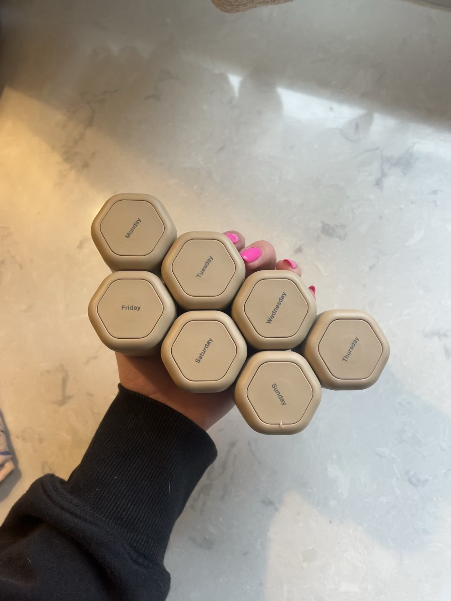 The best pill organizer + it’s so chic! Perfect for daily supplements 