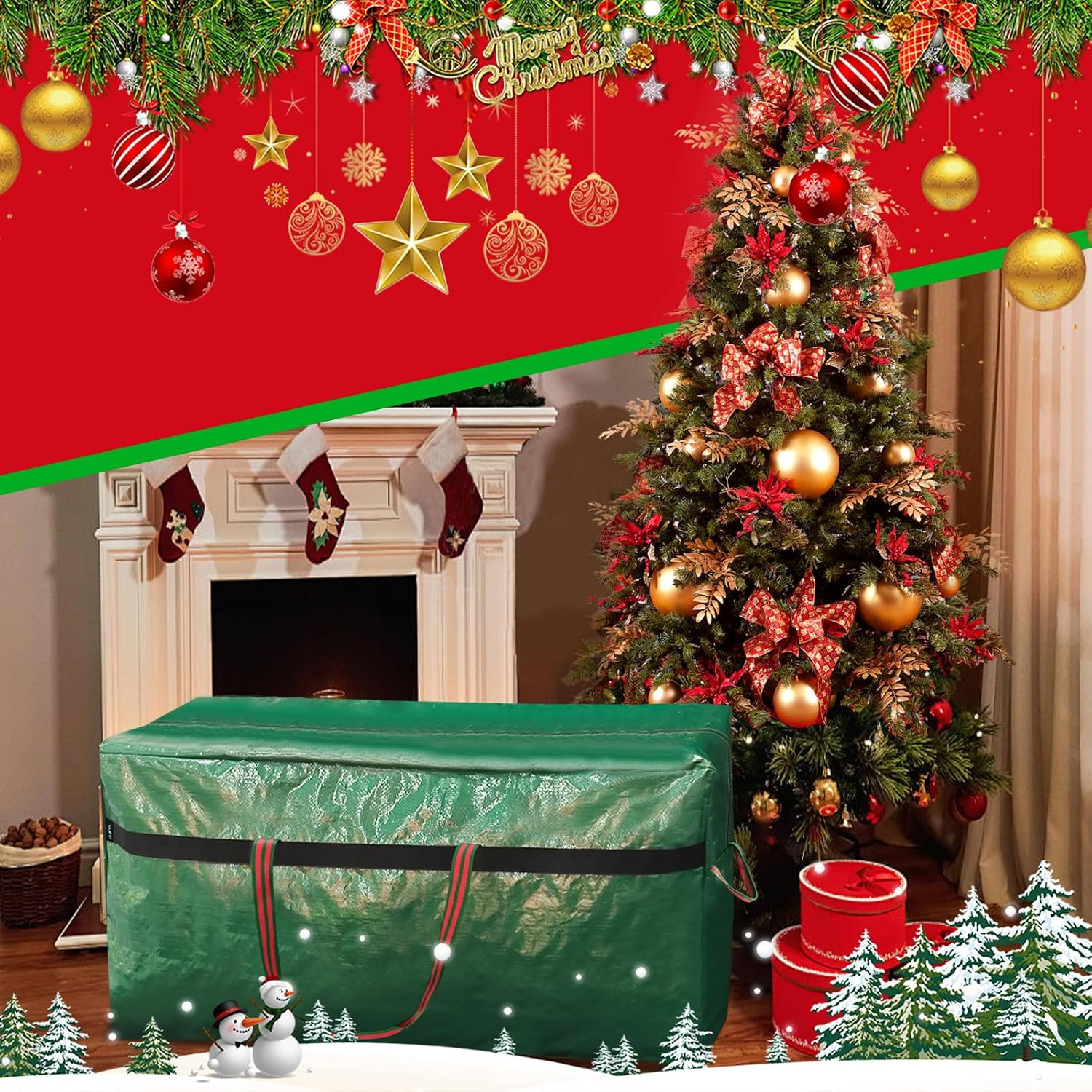 WFK 5FT Christmas Tree Storage Bag Waterproof Xmas Tree Bag Green | Amazon (US)