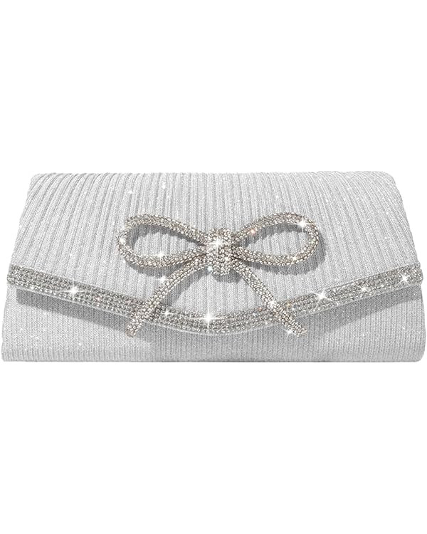 Bow Evening Bag Sparkly Clutch Purses for Women Wedding Glitter Rhinestone Party Prom Purse Dress... | Amazon (US)