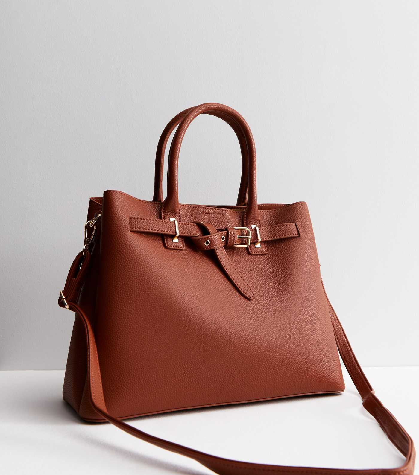 Tan Leather-Look Buckle Tote Bag | New Look | New Look (UK)