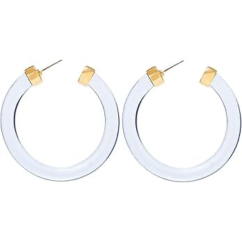 Transparent Color Lucite Resin Hoop Earrings Acetate Statement Drop Earrings | Amazon (US)