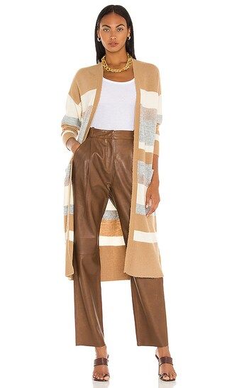 Dakota Long Cardigan in Camel Stripe | Revolve Clothing (Global)