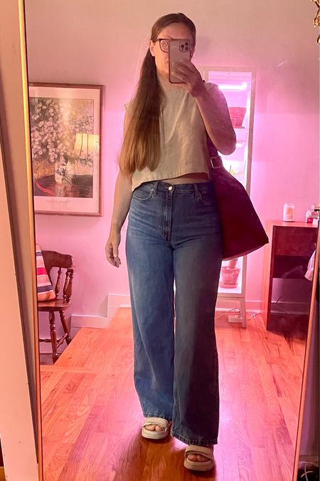 Thrifting OOTD 

Everlane jeans, wide leg denim, chunky sandals, linen top, linen tank, vintage coach bag, red leather, coach bucket bag 

#LTKU #LTKStyleTip #LTKItBag