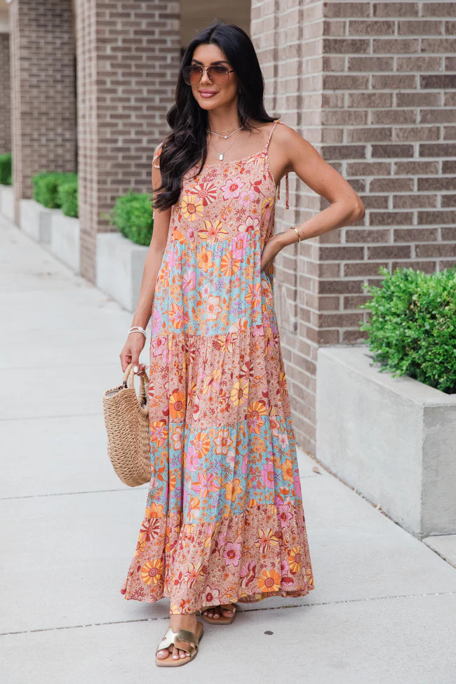Enchanted To Meet You Multi Print Maxi Dress | Pink Lily