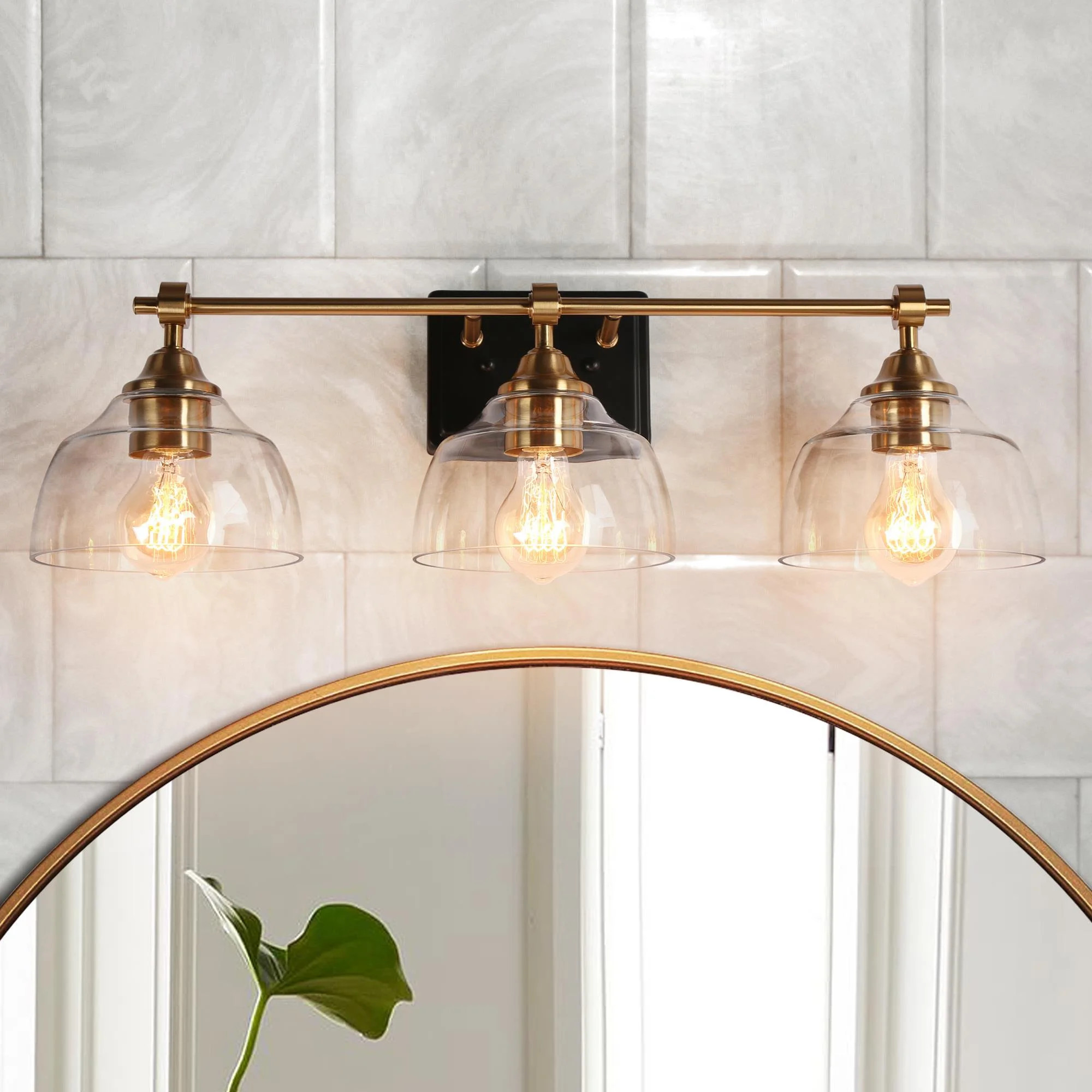 Aura 3- Light Dimmable Copper/Black Modern Vanity Light | Wayfair North America