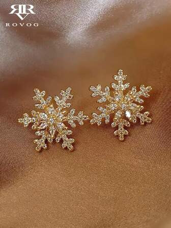 Trends1pair Elegant Delicate Snow Flake Glass Inlay Earrings,Fashionable Accessories For Women At... | SHEIN