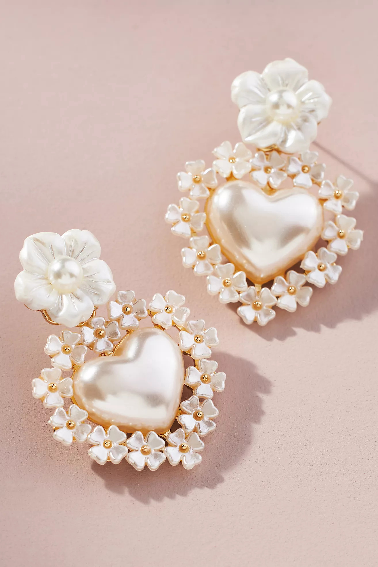 The Pink Reef Pearl Heart Earrings | Anthropologie (US)