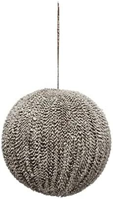 Round Textured Plastic Ball Ornament with Snow Finish, Brown | Amazon (US)