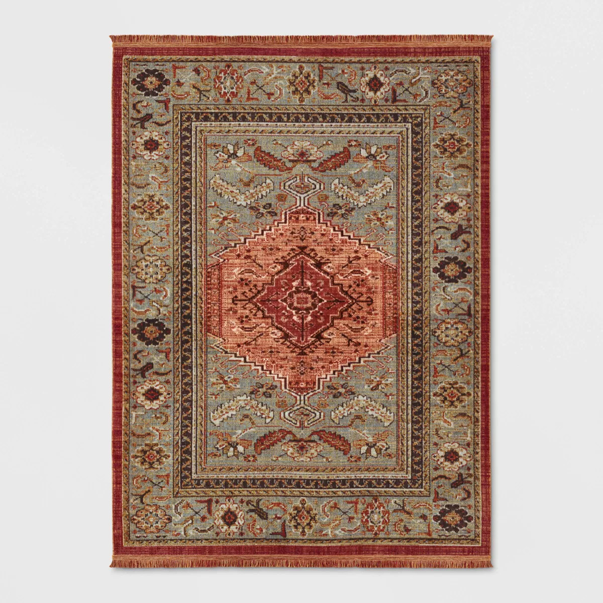 Floral Woven Rug Rust/Green - Threshold™ | Target