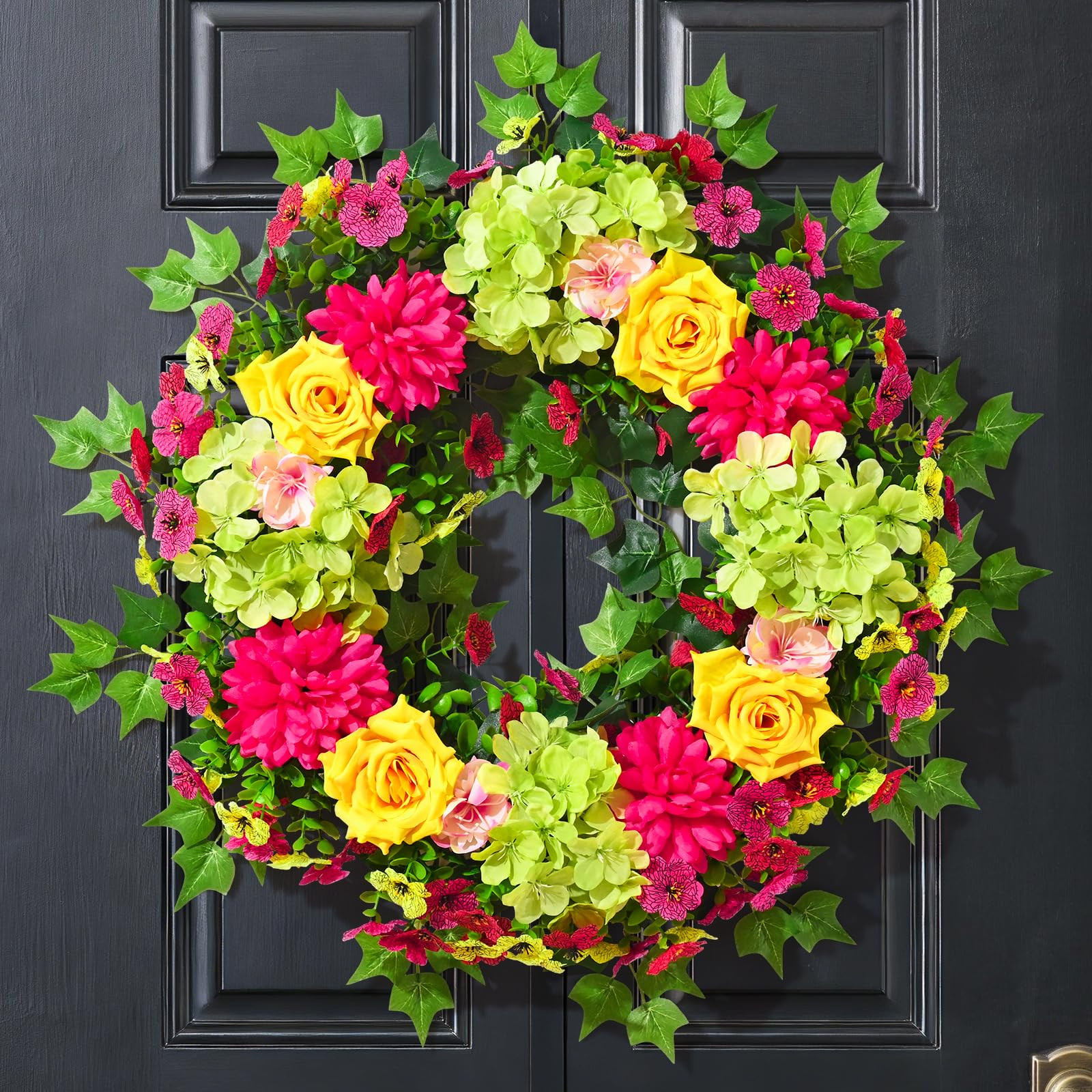 MARTINE MALL Spring Wreaths for Front Door 24 Inch Large Spring Summer Door Wreath Vibrant Colorf... | Amazon (US)