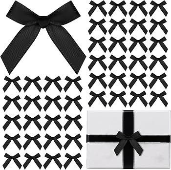 120 Pcs Mini Black Bows for Crafts with Self-Adhesive Dots, 1.57" Small Satin Ribbon Bows for Gif... | Amazon (US)